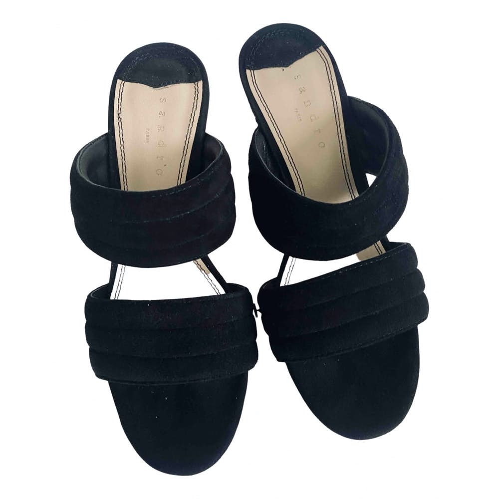 SANDRO ❤️ NIB TRUE LOVE VELVET CHUNKY HEELS SZ 9 - Picture 11 of 14